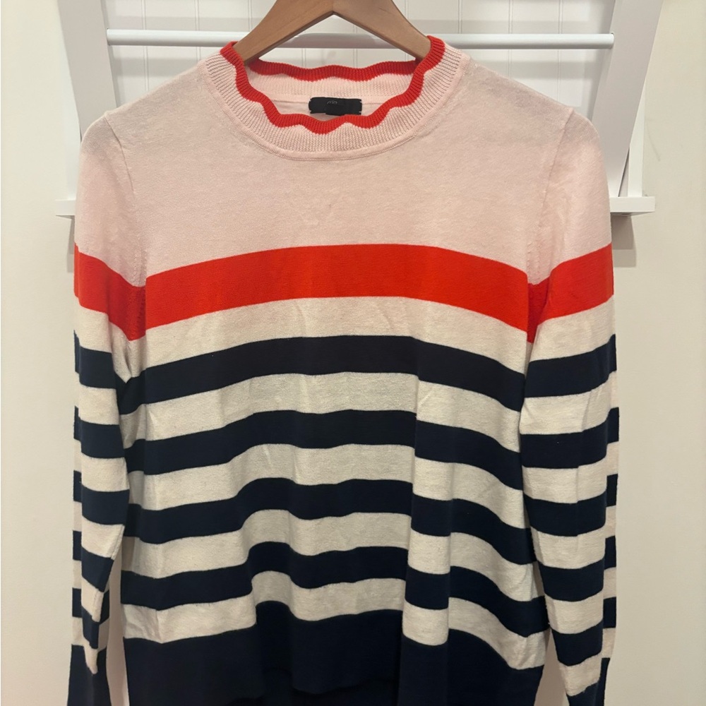 J. Crew Multicolor Striped Crewneck Sweater